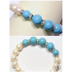 #21-FRESHWATER PEARL & RECONSTITUTED TURQUOISE