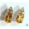 Image 1 : #22-STERLING SILVER CITRINE & DIAMOND EARRINGS