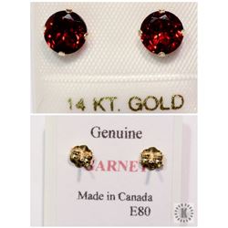 #25-14K GOLD GARNET EARRINGS