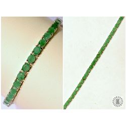 #26-STERLING SILVER EMERALD(8.0CT) TENNIS BRACELET