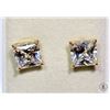 Image 1 : #29-14K GOLD CUBIC ZIRCONIA EARRINGS