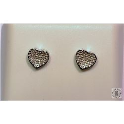 #30-STERLING SILVER DIAMOND HEART DESIGN EARRINGS