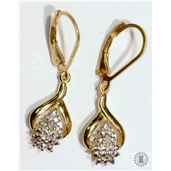 #31-STERLING SILVER GOLD PLATED DIAMOND EARRINGS