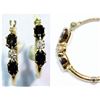 Image 1 : #35-9K GOLD SAPPHIRE(1.4CT)& DIAMOND HOOP EARRINGS