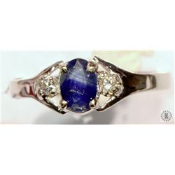 #38-14K GOLD SAPPHIRE(0.5CT) & DIAMOND RING