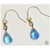 Image 1 : #39-14K GOLD BLUE & WHITE TOPAZ TEAR DROP EARRINGS