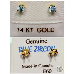 #45-14K GOLD NATURAL BLUE ZIRCONIA EARRINGS