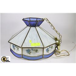 HANGING STAINED GLASS & BRASS LAMP