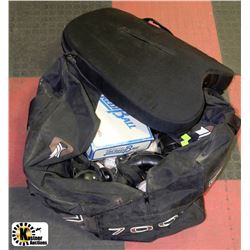 BAG WITH BASEBALL EQUIPMENT INCLUDING EASTON