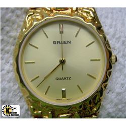 MEN'S GRUEN GOLD NUGGET DESIGN WATER RESISTANT