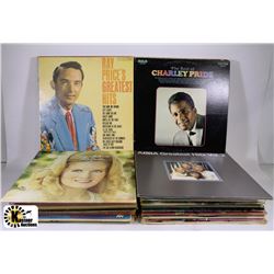 BOX OF COUNTRY LP RECORDS