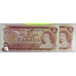 UNC 1974 TWO DOLLAR BANKNOTES X2