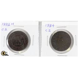 SCARCE 1882 & 1884 QUEEN VICTORIA LARGE CENTS X2