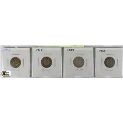 GEORGE V SILVER DIMES 1913-19-29-31 X4