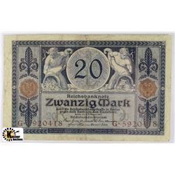 SCARCE 1915 GERMAN 20 MARK NOTE