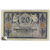 Image 1 : SCARCE 1915 GERMAN 20 MARK NOTE