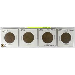 1944-45-46-47 GREAT BRITAIN LARGE PENNIES