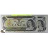 Image 1 : UNC 1973 $1 BANKNOTES CONSECUTIVE S/N X2