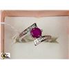 Image 1 : 29) .925 SILVER WITH NATURAL RUBY & CZ RING