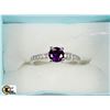 Image 1 : 30) .925 SILVER WITH NATURAL AMETHYST & CZ RING