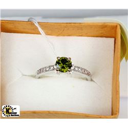 23) .925 SILVER WITH NATURAL PERIDOT &CZ  RING