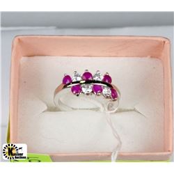 13) .925 SILVER WITH NATURAL RUBY & CZ RING