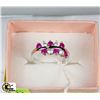 Image 1 : 13) .925 SILVER WITH NATURAL RUBY & CZ RING