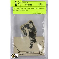 1933 OPC HOCKEY CARD DAVIDSON SERIES D-NO.100