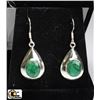 Image 1 : NATURAL GREEN EMERALD .925 SILVER EARRINGS