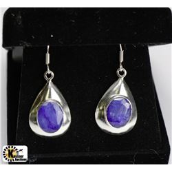 NATURAL BLUE SAPPHIRE .925 SILVER EARRINGS