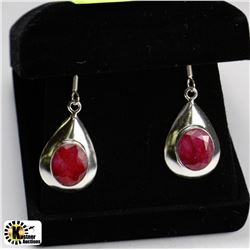 NATURAL RED RUBY .925 SILVER EARRINGS