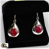 Image 1 : NATURAL RED RUBY .925 SILVER EARRINGS