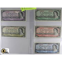 LOT OF 1954 CANADIAN BANK NOTES INCLUDING $1,$2,