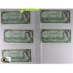 LOT OF 5 CANADIAN $1 DOLLAR CENTENNIAL BANK