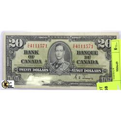 1937 CANADIAN TWENTY DOLLAR BANKNOTE ON CHOICE