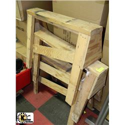 LOT OF 3 WOODEN SAWHORSES