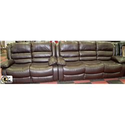 NEW (MARTIN) BROWN LEATHERETTE SOFA AND LOVESEAT