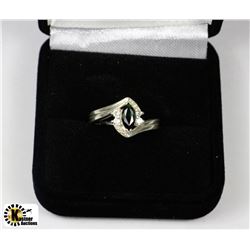 VINTAGE MARQUISE CUT BLUE SAPPHIRE .925 SILVER