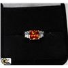 Image 1 : LARGE PRINCESS CUT ORANGE GEMSTONE .925 SILVER