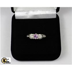VINTAGE AVON FANCY AMETHYST .925 SILVER RING