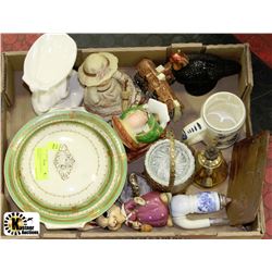 ESTATE BOX OF DISHWARE & ORNAMENTS