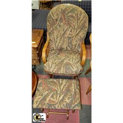 OAK GLIDER ROCKER W/ STOOL
