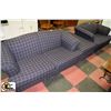 Image 1 : BLUE PLAID SOFA, LOVESEAT & OTTOMAN