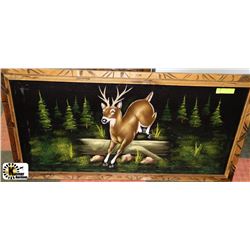 SAFE CROSSING DEER OIL PAINTING