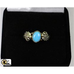 VINTAGE TURQUOISE .925 SILVER RING - SIZE 6