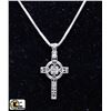 Image 1 : .925 SILVER BLACK ENAMEL CELTIC CROSS & CHAIN -18"
