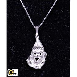 VINTAGE ITALY .925 SILVER CLOWN MASK PENDANT &