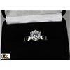 Image 1 : LARGE CZ .925 SILVER SOLITAIRE RING - SIZE 7