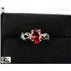 Image 1 : LARGE OVAL CUT ORANGE GEMSTONE .925 SILVER RING