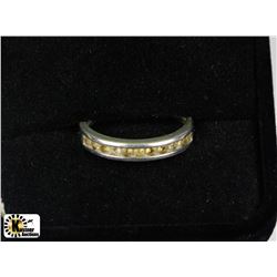 CITRINE STUDDED .925 SILVER BAND - SIZE 8